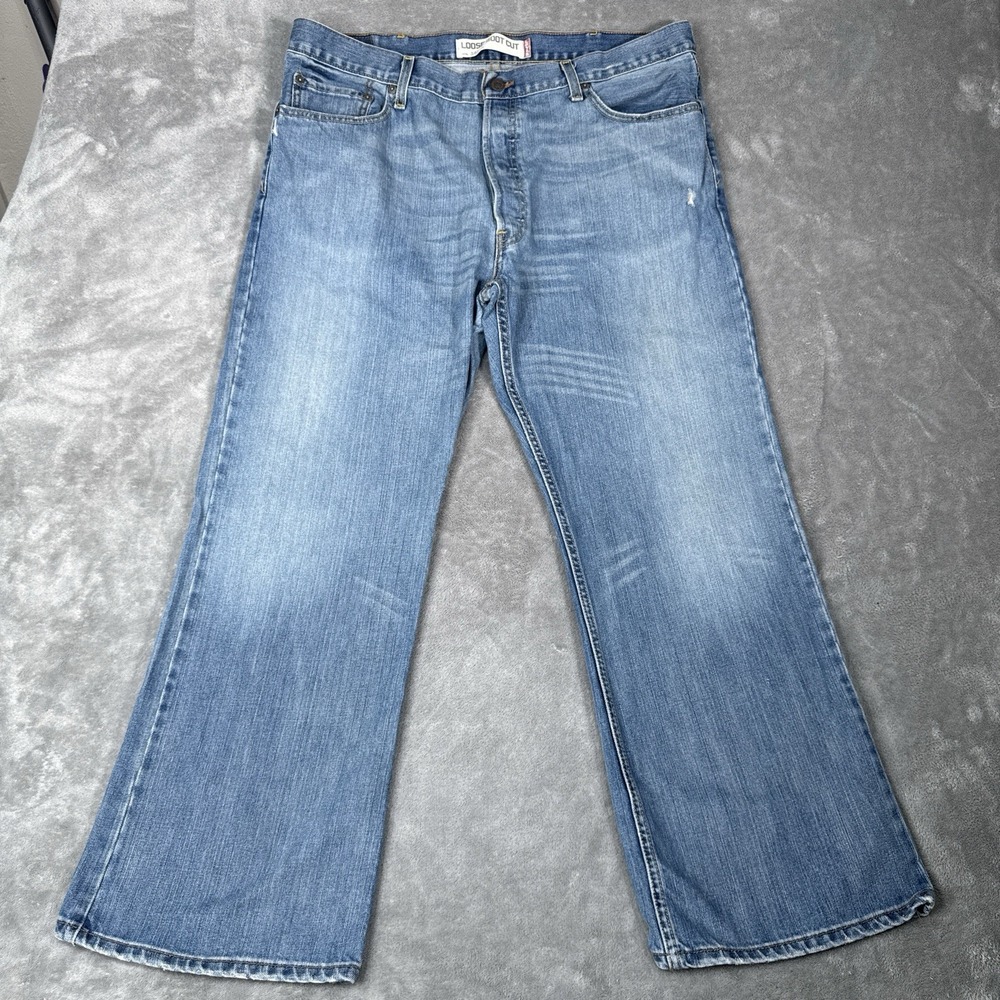 Vintage Levi's 567 Loose Boot Cut Jeans 38x30 Blue Denim Button Fly Baggy 90s